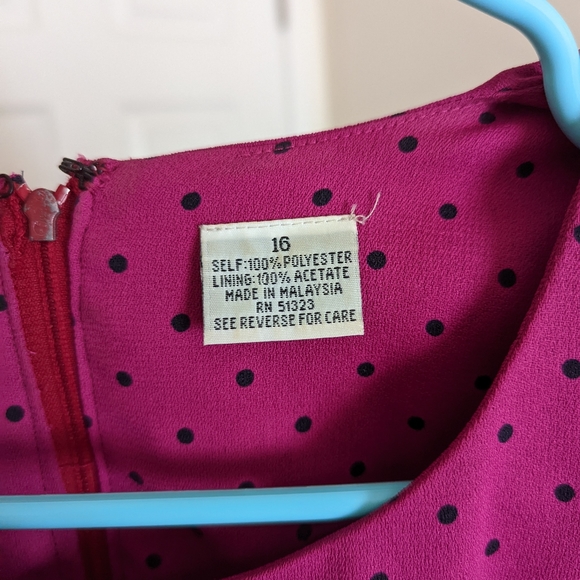 Vintage Chaus Dress · Late 80s · Pink & Black Polkadots · Size 16 - Picture 2 of 8